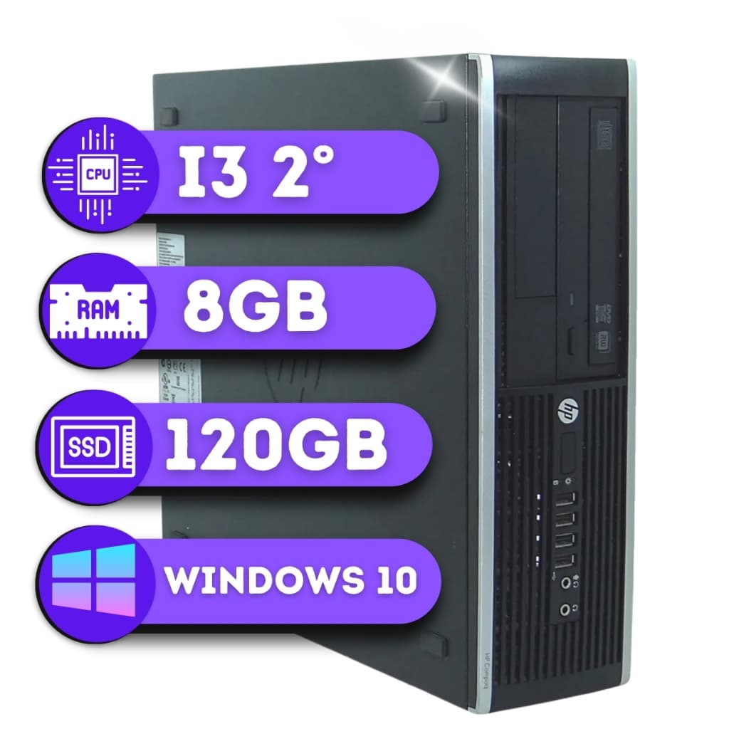 Pc Computador Cpu HP Intel I3 2° 8gb Ssd 120gb Office Escritório Trabalho Jogos Excel COMPAQ