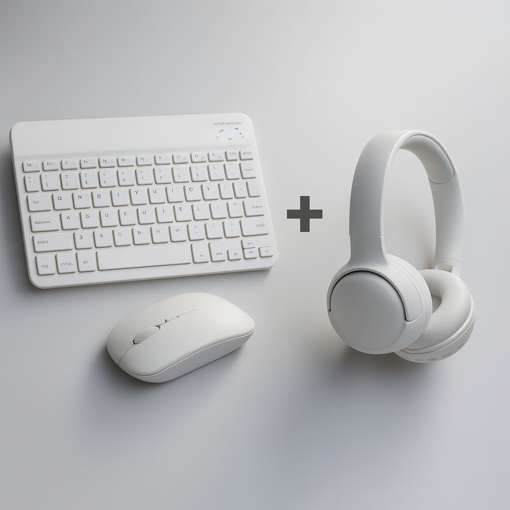 Kit Fone de Ouvido Tune 510, Teclado e Mouse Sem Fio ABNT2 Home Office Bluetooth Recarregavel
