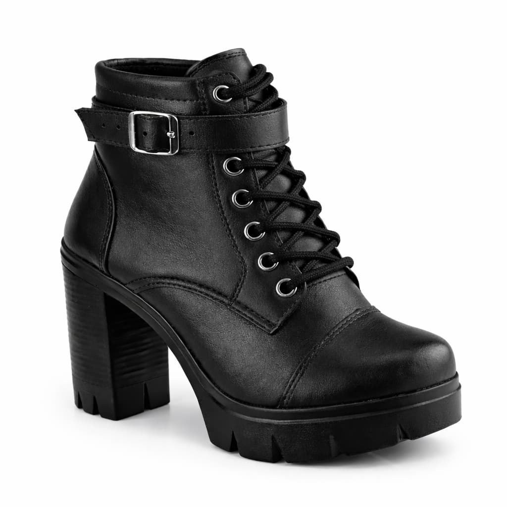 Bota Coturno Feminina Madale Tratorada Fivela Confortável Estilo Casual