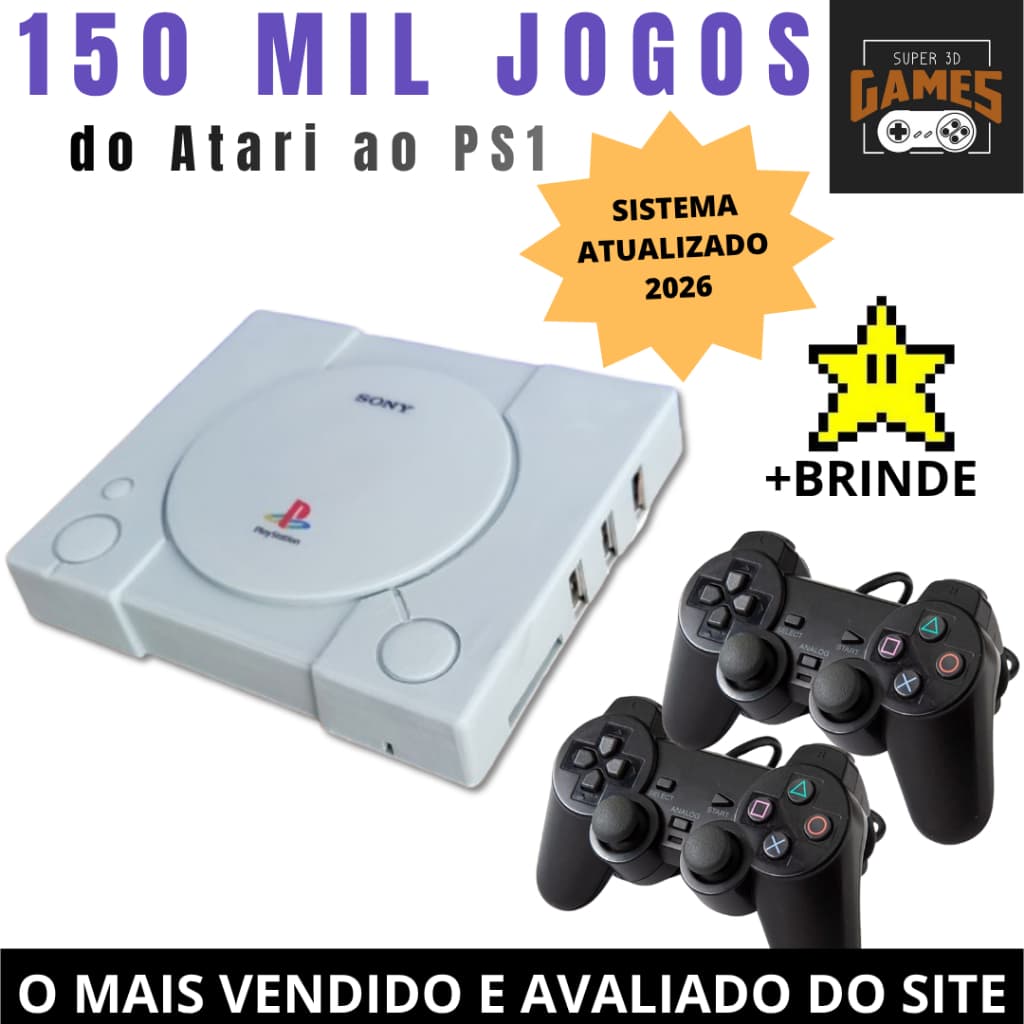 Super 3d Games - Super Vídeo Game Retro 150 mil jogos Antigos Acompanha 2 Controles Envio Rápido