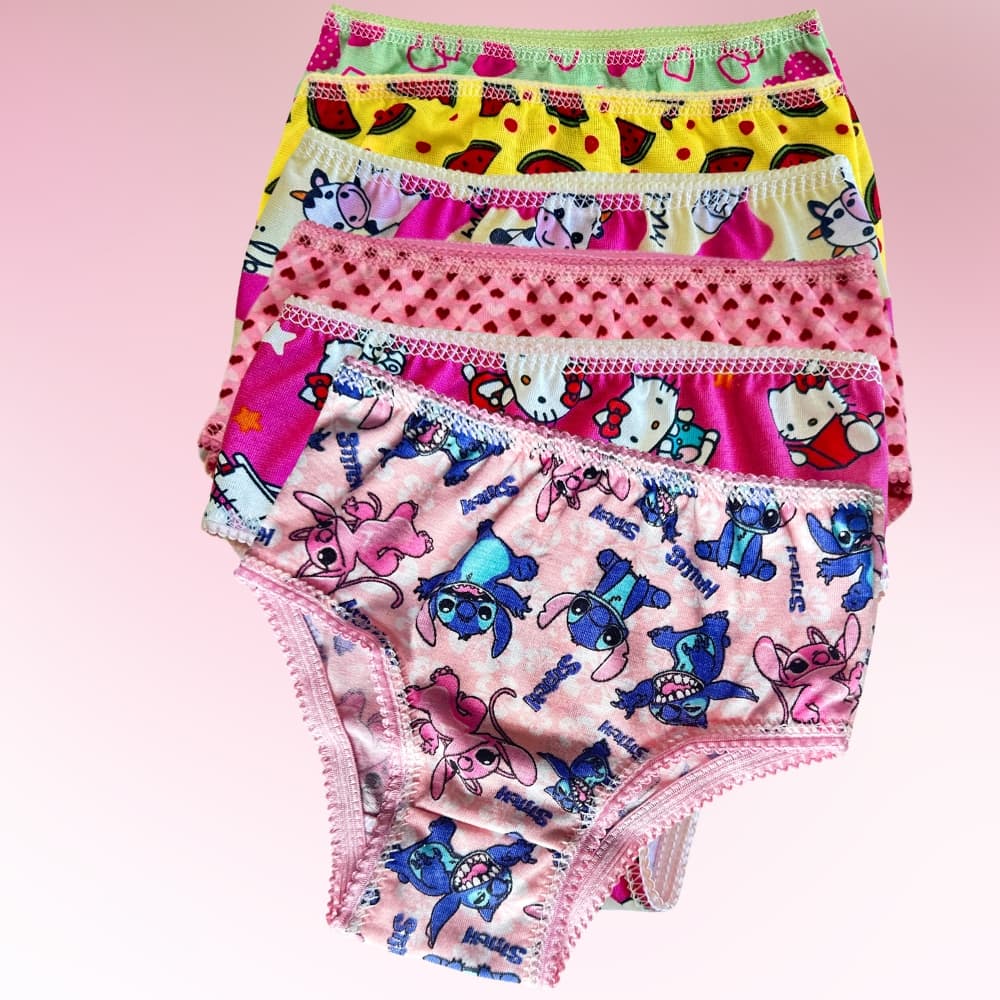 Kit com 5 10 calcinhas infatil com forro de algodão do P ao GG