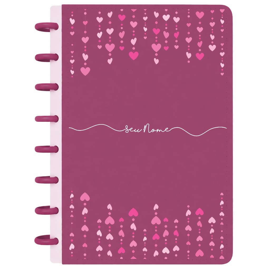 Capa  ou contra- capa  para Caderno Inteligente- Tamanho A4 Chuva de Corações-C007