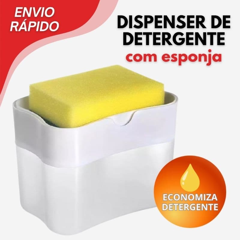 Dispenser de Detergente com Esponja Cozinha 600ml Econômico Prático
