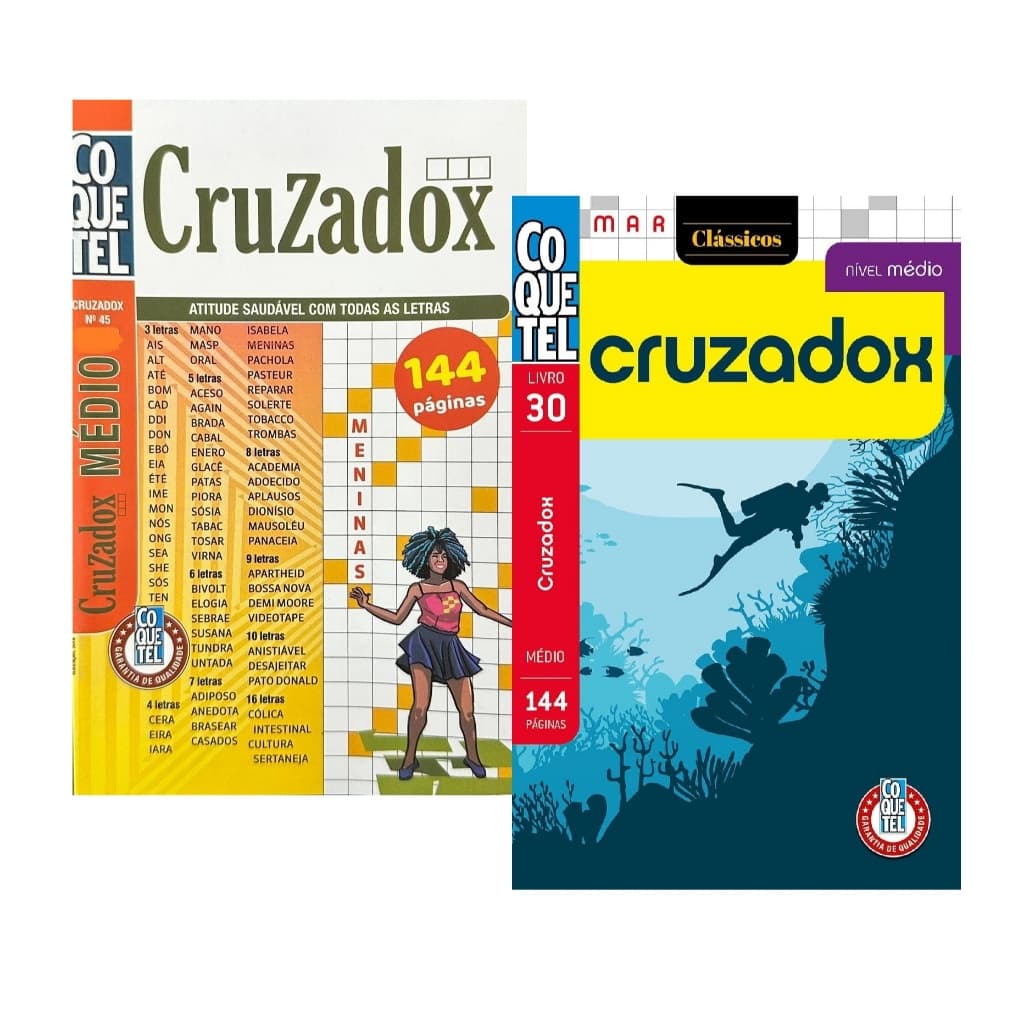 Cruzadox Nível Médio Coquetel 2 Volumes (144 Páginas Cada)