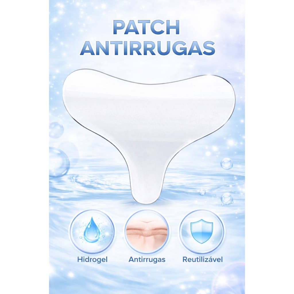 Adesivo de Silicone para Pescoço e Colo – Patch Anti-Rugas Reutilizável Hidratante