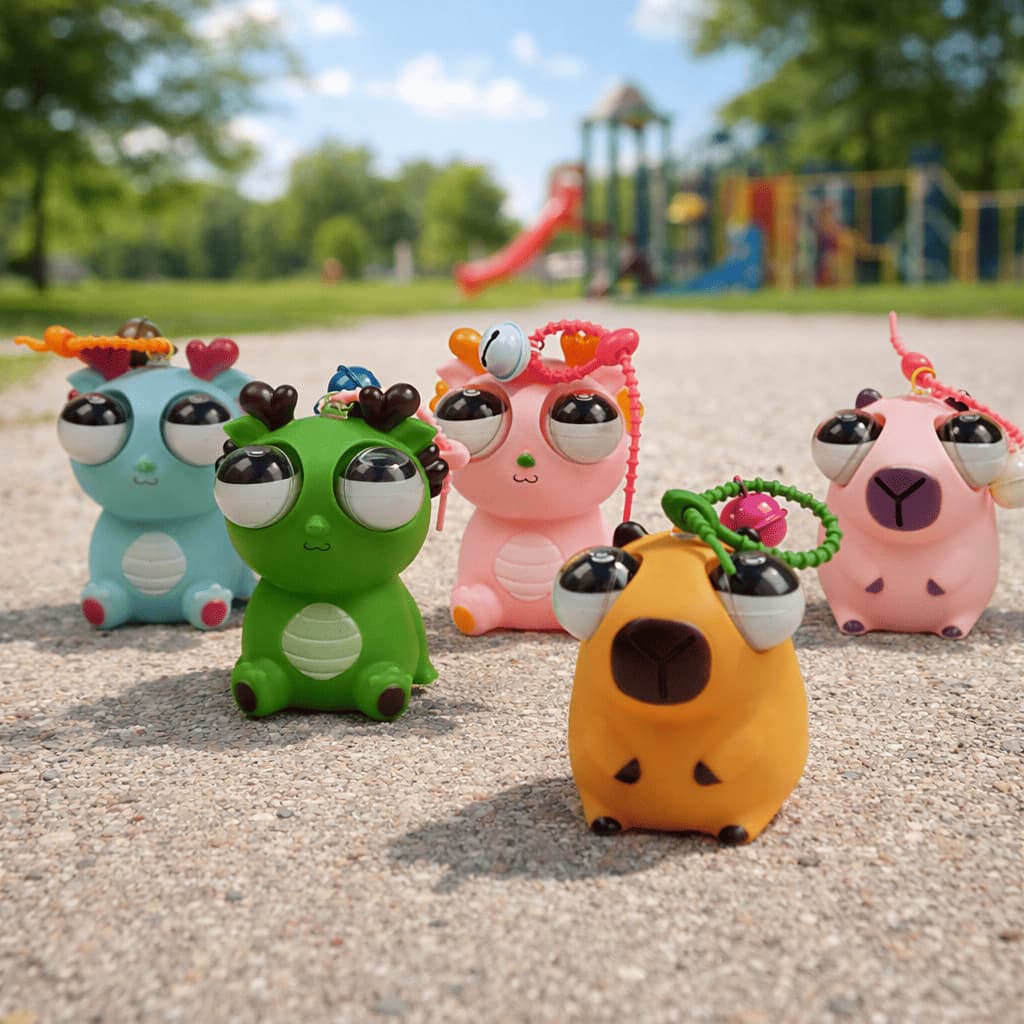 Brinquedo de Apertar com Olhos Pulantes  Chaveiro Fofo 🤏✨