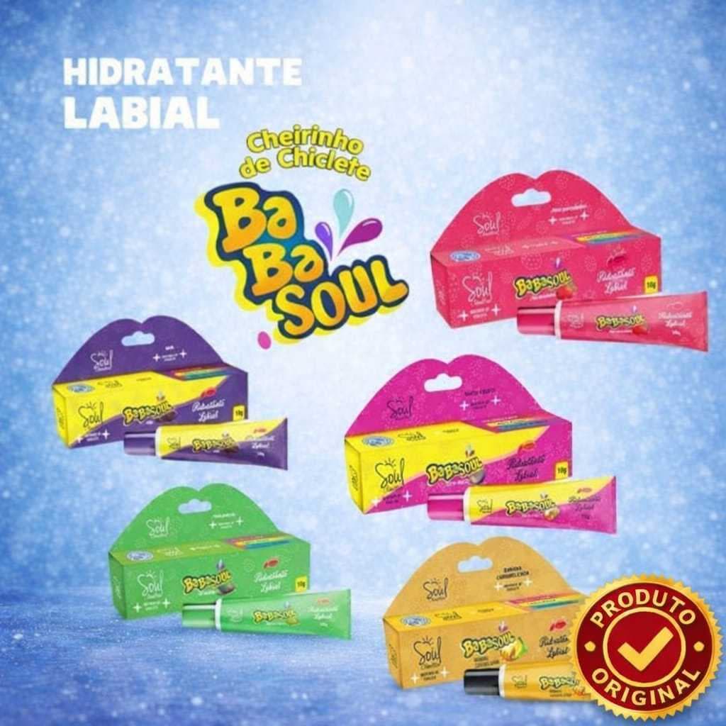 KIT 6 und HIDRATANTE LABIAL BABASOUL uva, morango, tutti frutti, melancia, banana, menta, carmed