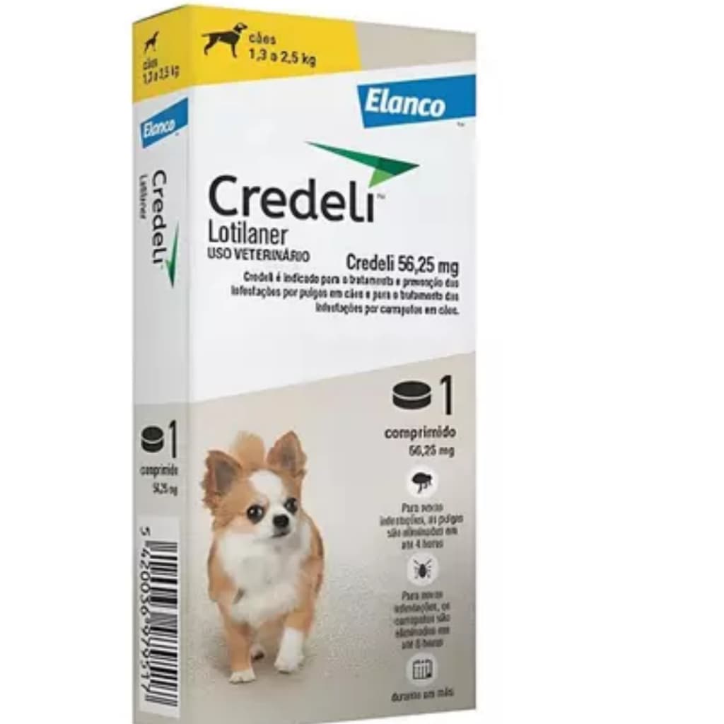 Credeli 56,25 MG Cães De 1,3 a 2,5kg 1 Comprimido - Elanco
