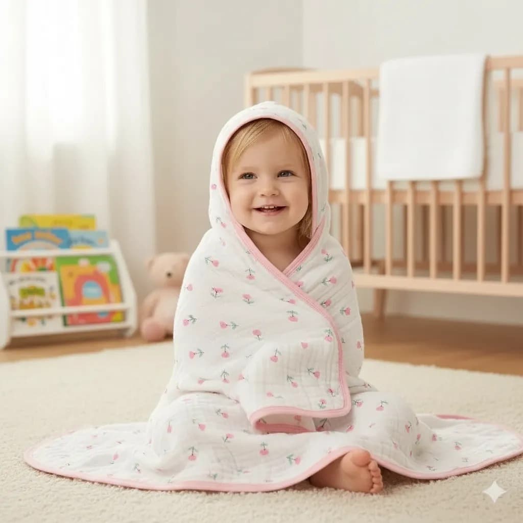 Toalha de Banho Fralda Soft Com Capuz  Infantil Grande 100% Algodão Praia Piscina Natação