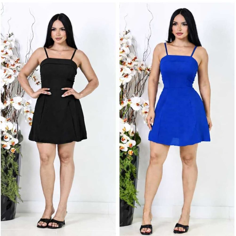 Macaquinho Duna Short Saia Curto Com Alça Ajustável e Lastex Atrás