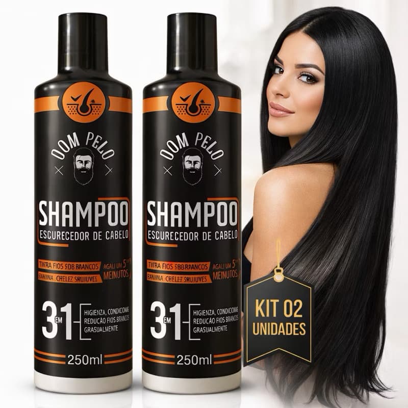 Kit 2 Shampoos Escurecedores Dom Pelo 250ml - Reduz Fios Brancos - Pronta Entrega, Envio Imediato