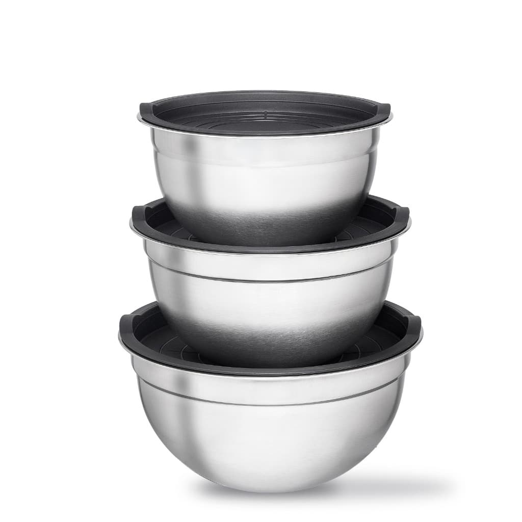 Conjunto De Bowls Tigela de Inox Com Tampa Bumper