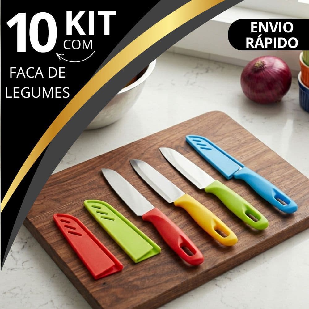 kit 1/3/6/10 Faca Afiada Lâmina Aço Inox cozinha com Capa de proteção Resistente