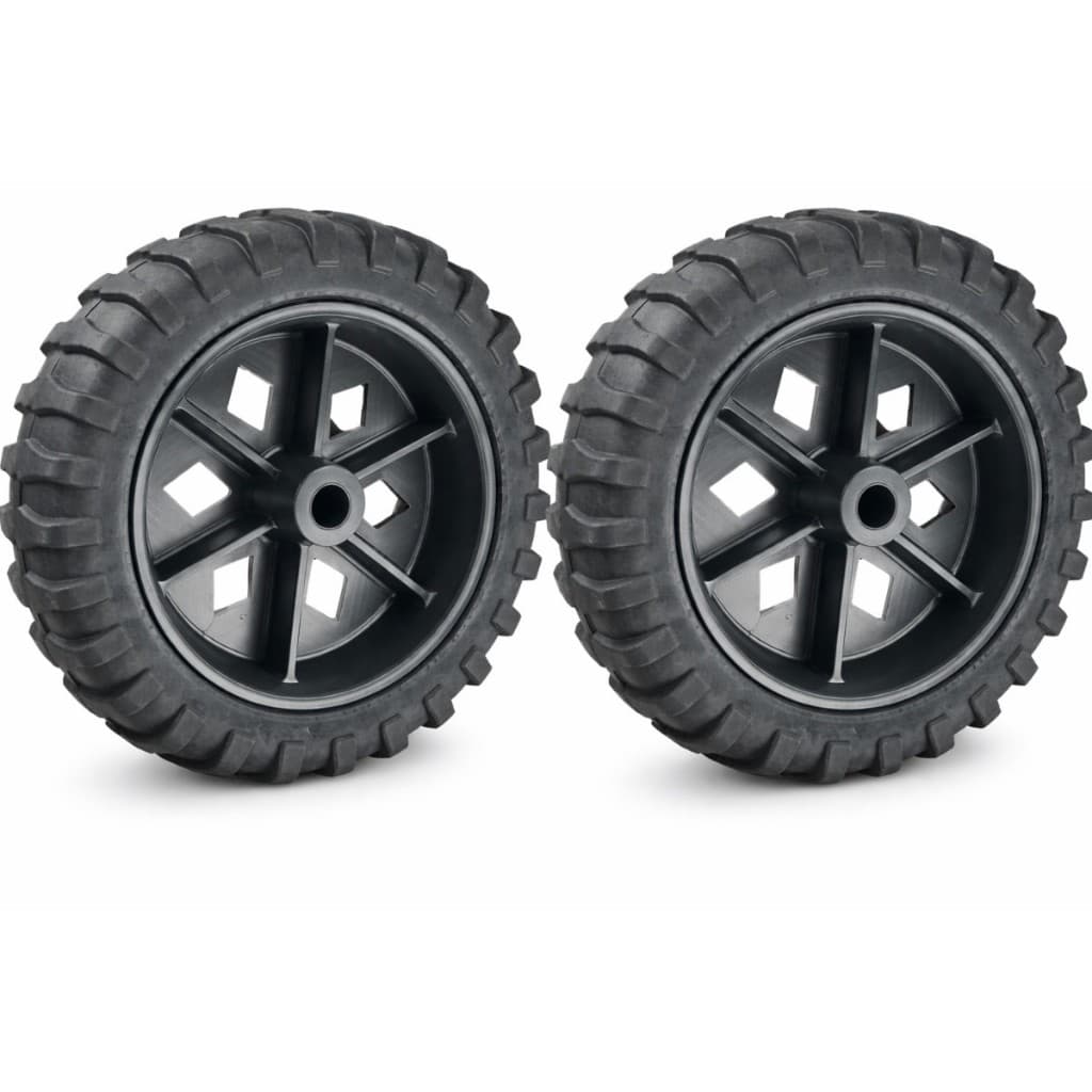 Conjunto 2 Rodas em PP 514 Pneu em Composto Plastico Furo Passante 1/2" p Carrinho de Feira, Carga - PPC514F12