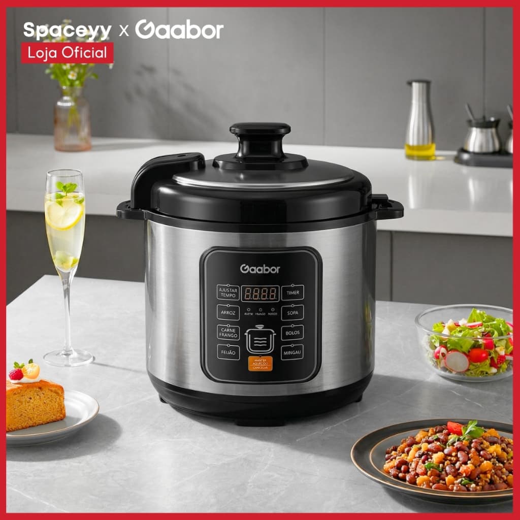 Panela de Pressão Elétrica 6L Gaabor Multifuncional 1000W 8 Funções