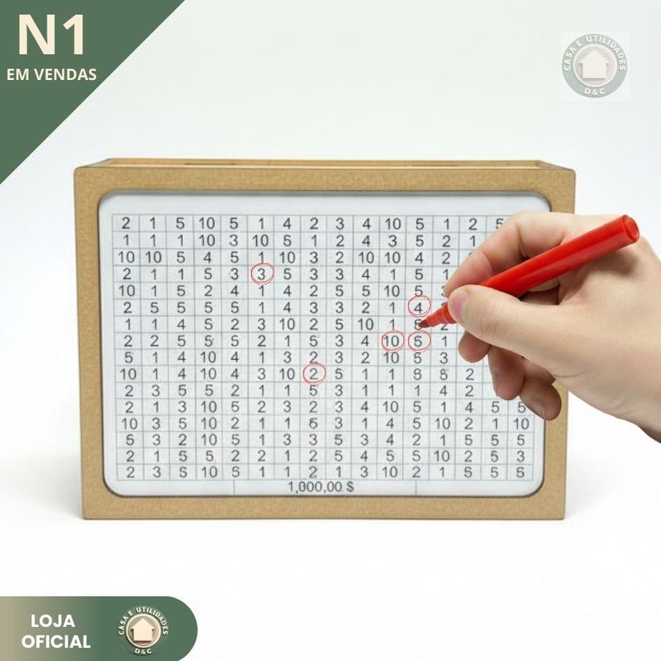 Cofre Desafio 5Mil/10Mil/20Mil /1MIL Caixa Dinheiro MDF Método Japonês Poupança Depósitos Cofrinho