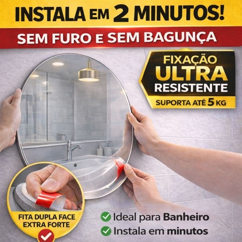 Espelho Redondo Vidro Lapidado Várias Medidas Decorativo Autocolante De Parede Banheiro Sala Quarto