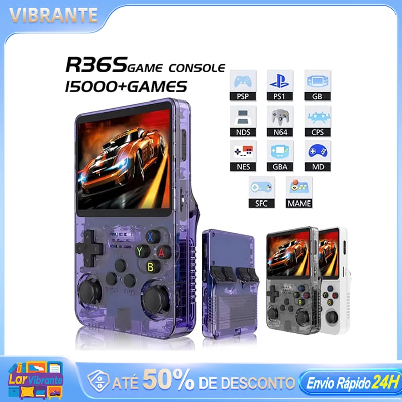 Console Retrô R36S Arkos 64GB +15000 Jogos Tela IPS 3.5" Portátil Pronta Entrega Envio 24h SP