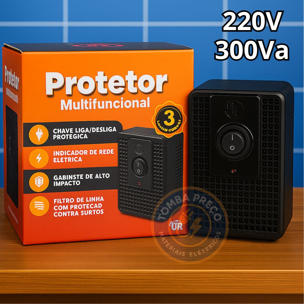 Protetor Eletrônico Multifuncional 220V Computador Videogame Televisor Potencia 330Va