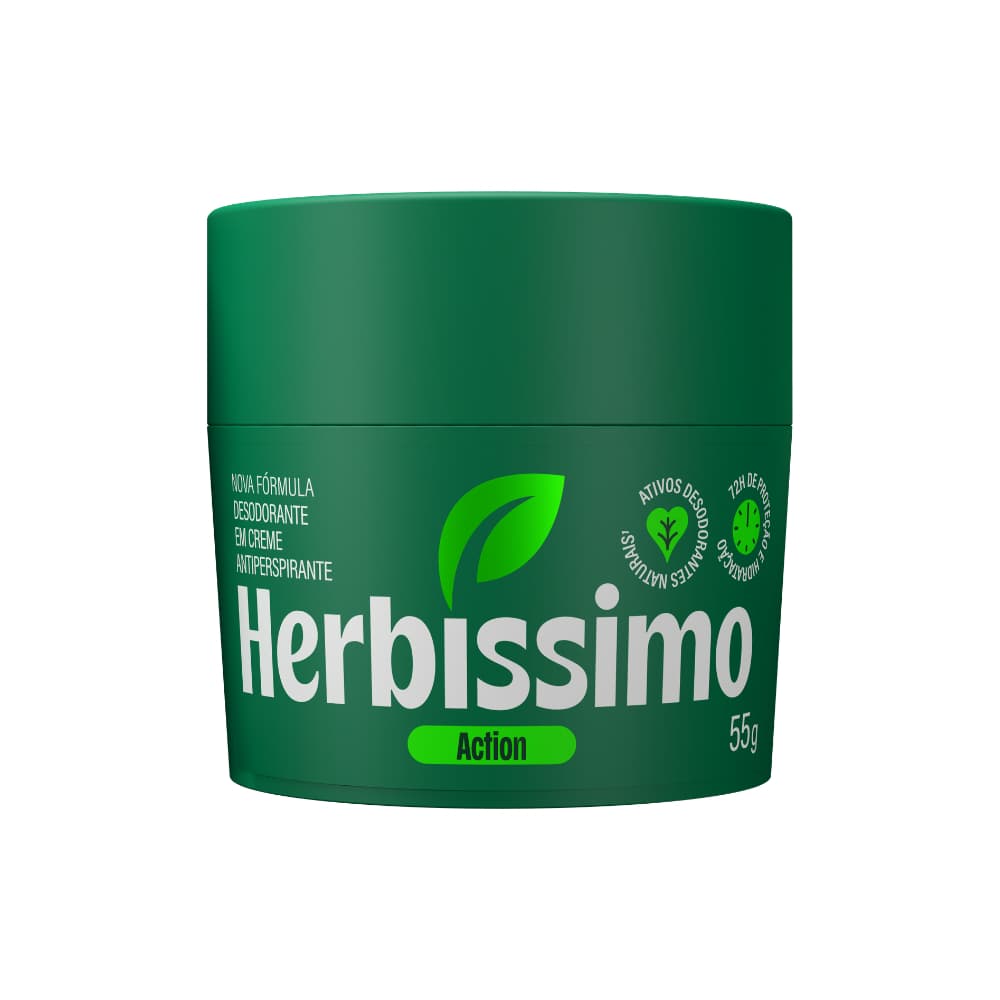 Desodorante Em Creme Antitranspirante Herbíssimo Action 55g