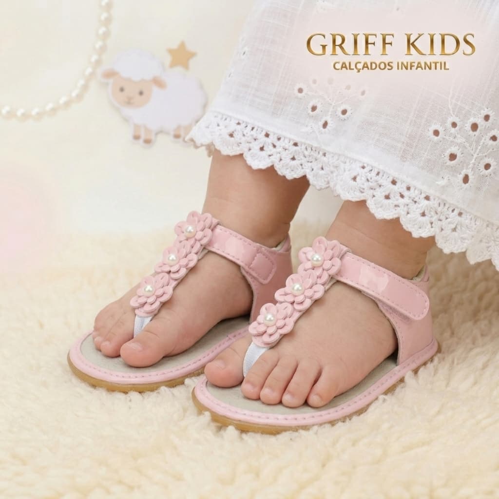 Sandália Bebê Infantil Feminina Dedinho Casual e Festas Confortável  Solado Antiderrapante