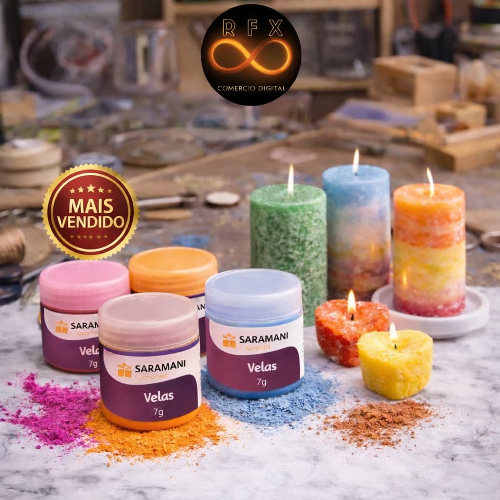 Corante em pó para velas artesanais Saramanil várias cores (puras e fluorescentes)