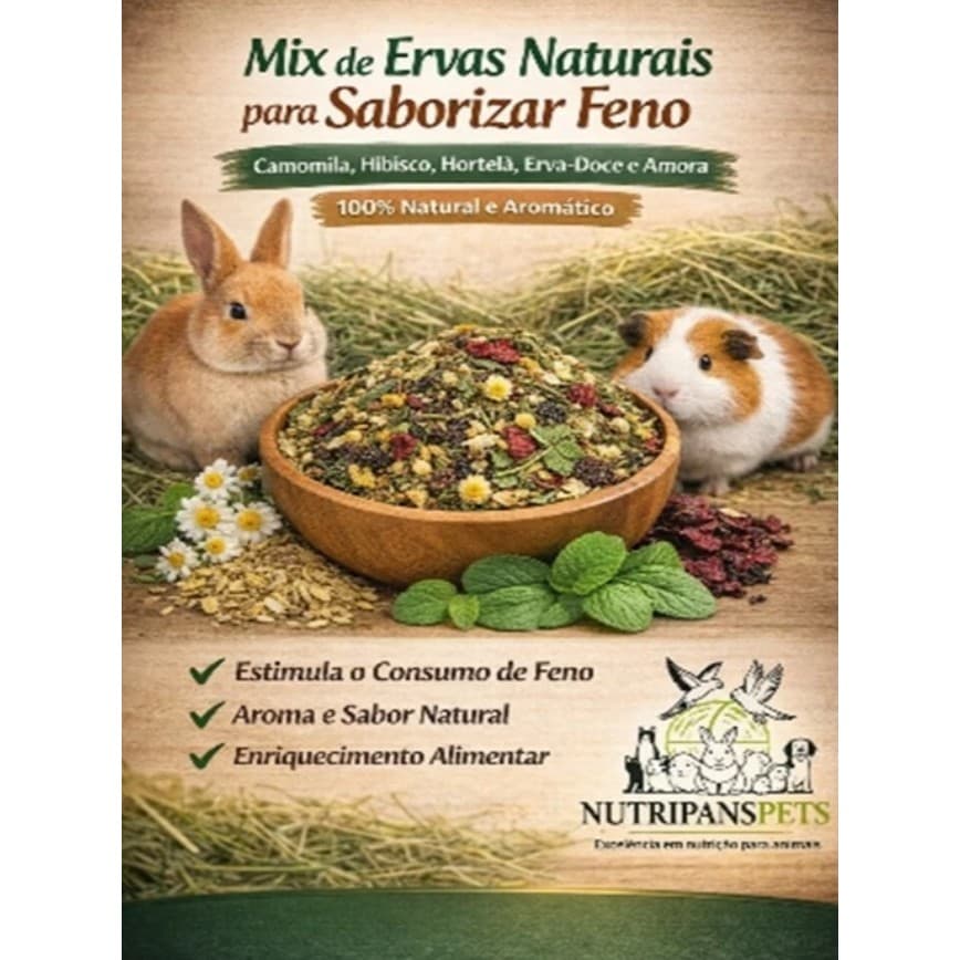 Mix de Ervas e Flores Para roedores e Lagomorfos - NUTRIPANSPETS