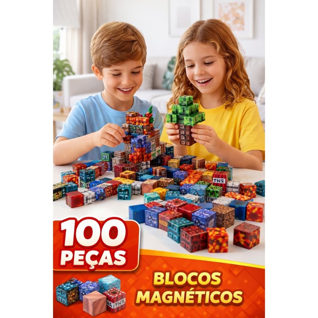 Blocos Magnéticos 100 Peças Infantil Educativo Brinquedo Criativo Presente
