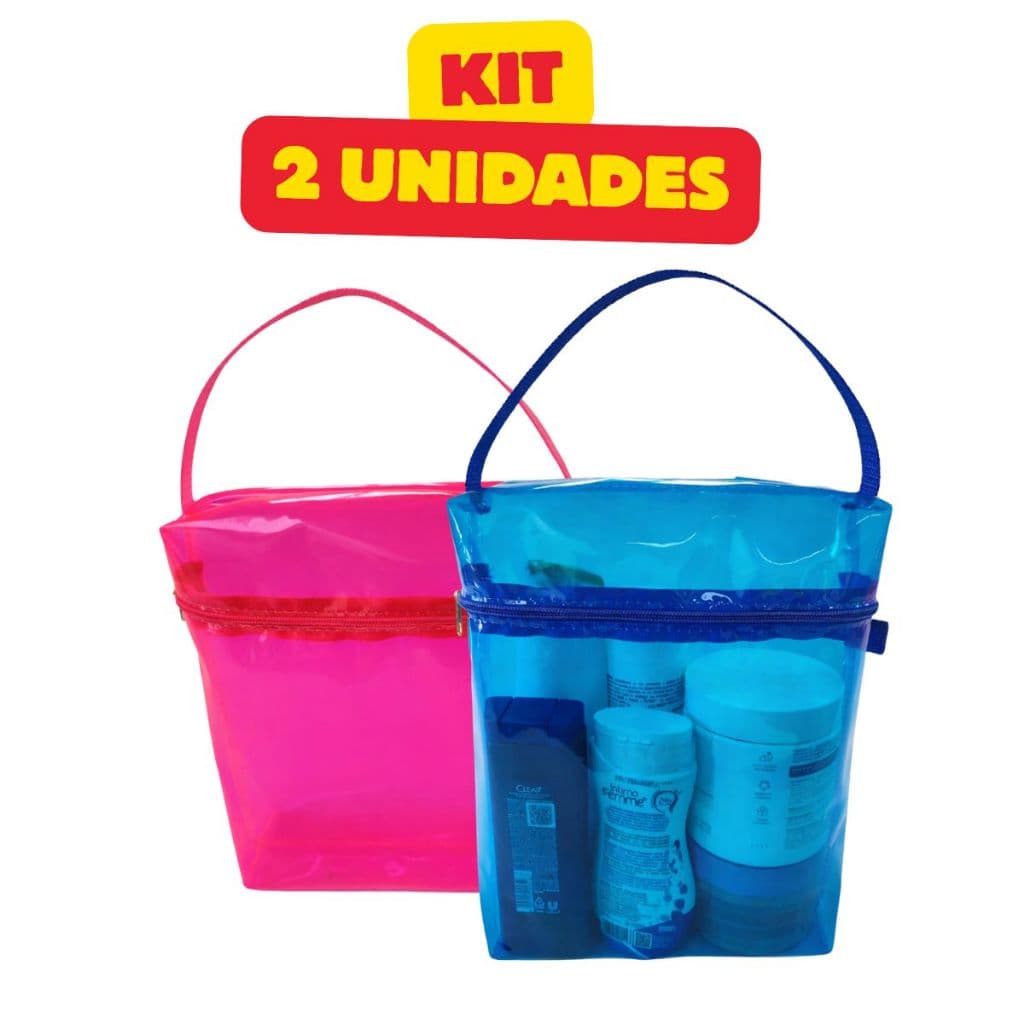 KIT 2 Necessaire Organizador Frasqueira Transparante Impermeável  Produtos de Higiene Viagem