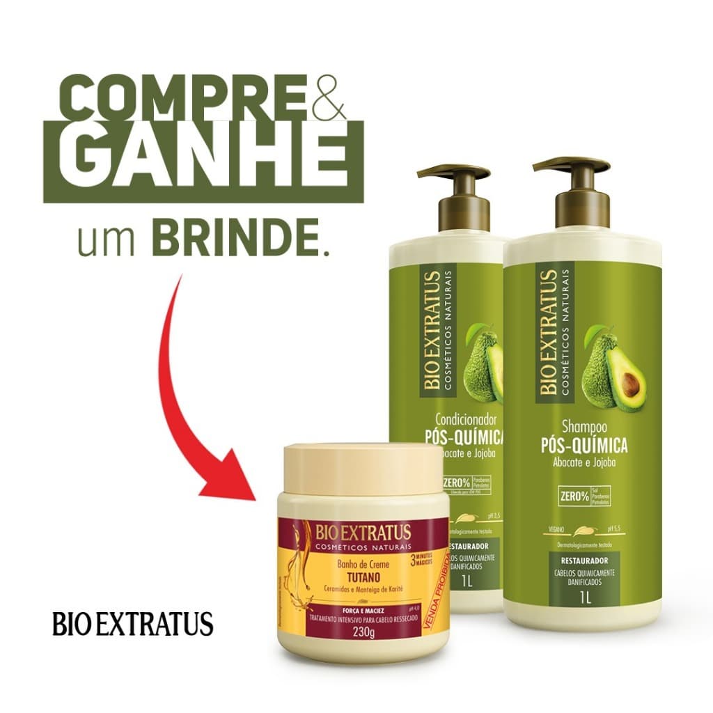 Shampoo Condicionador Pós Química Abacate 1 L Bio Extratus