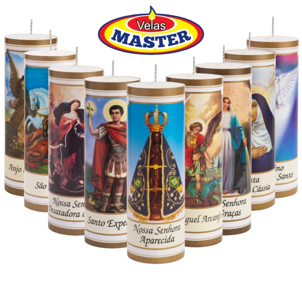 10 Velas Votiva 7 Dias Imagens Santo Religioso Parafina Pura Premium