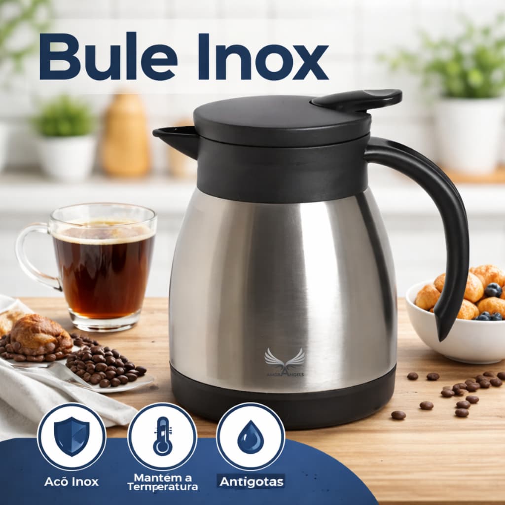 Bule Inox Para Chá Café Água Garrafa Térmica 500ml Com Alça