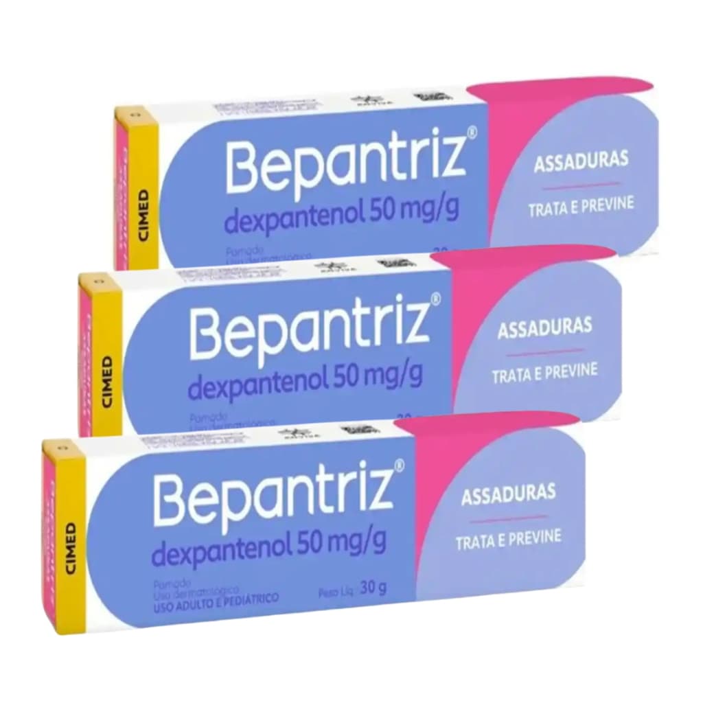 3 Pomadas Dermatológica Bepantriz Dexpantenol 30g cada Trata e Previne Assaduras