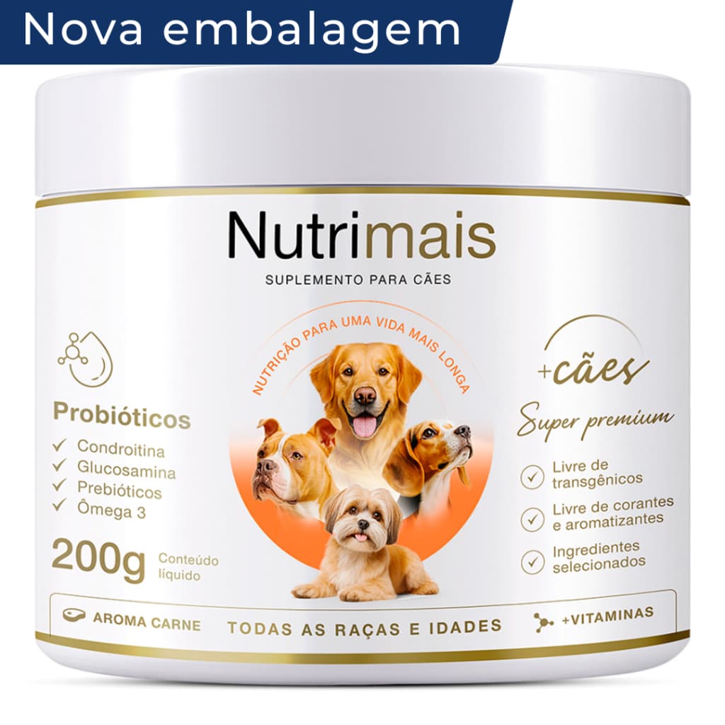 Suplemento Nutrimais Cães Queda de Pelos Alergias Lambeduras Imunidade e Energia 200g