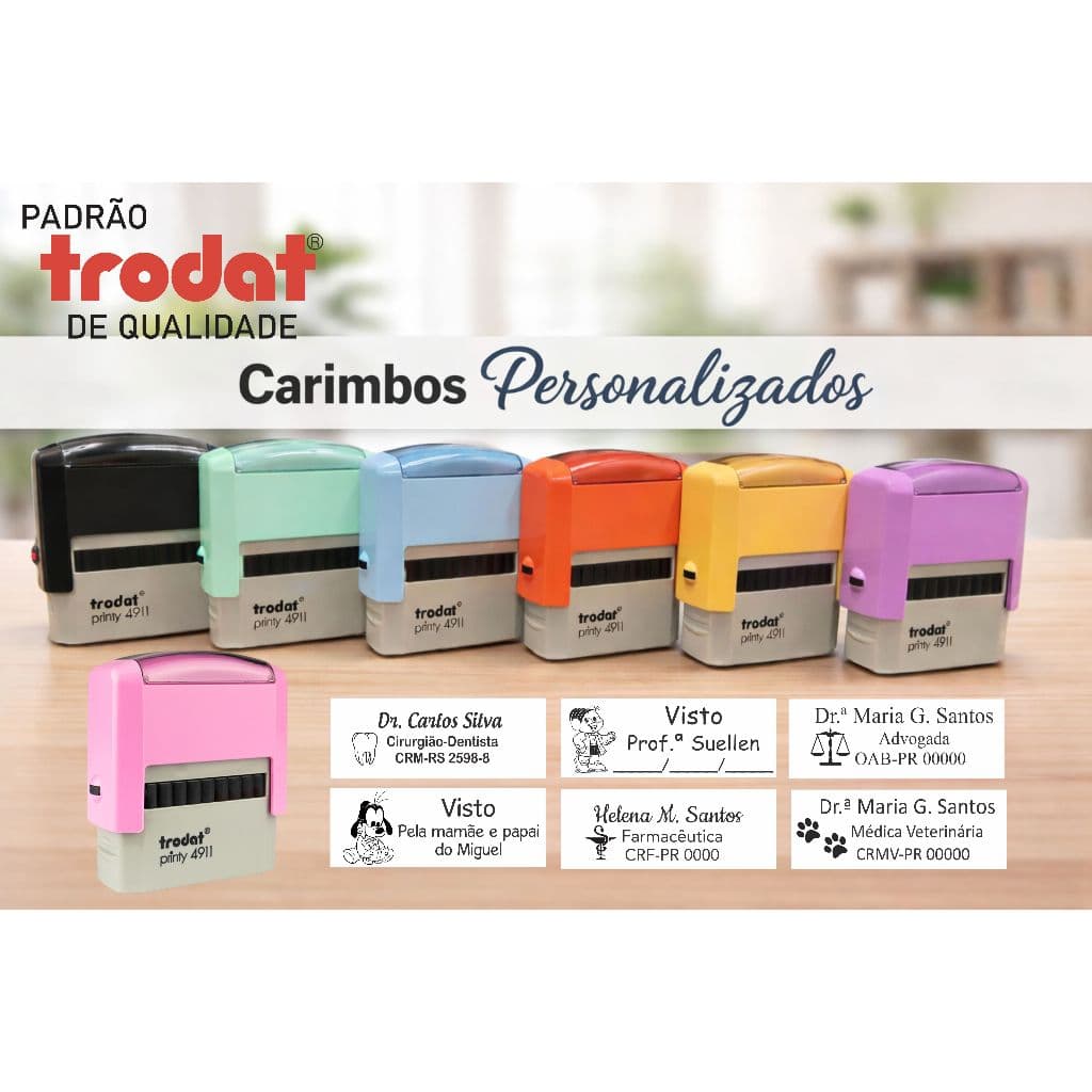Carimbo Personalizado Trodat Printy 4911 Auto-Entintado - 38mm x 14mm
