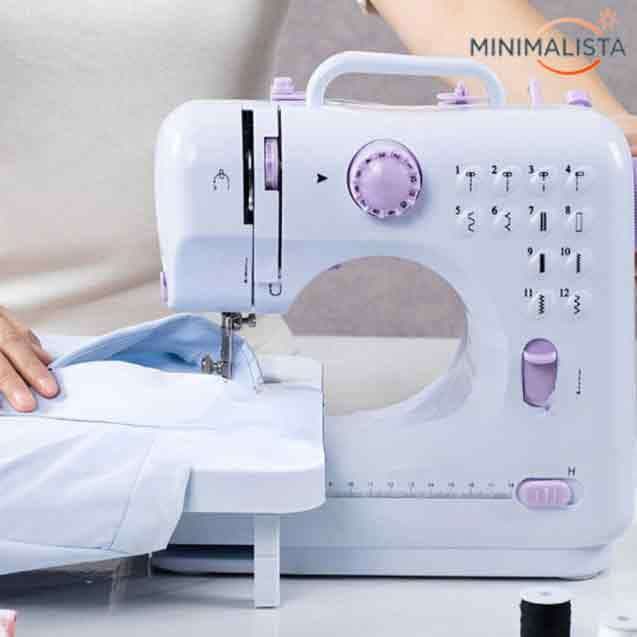 Máquina de Costura Portátil Elétrica 12 Pontos com LED Pedal Dupla Velocidade Bivolt