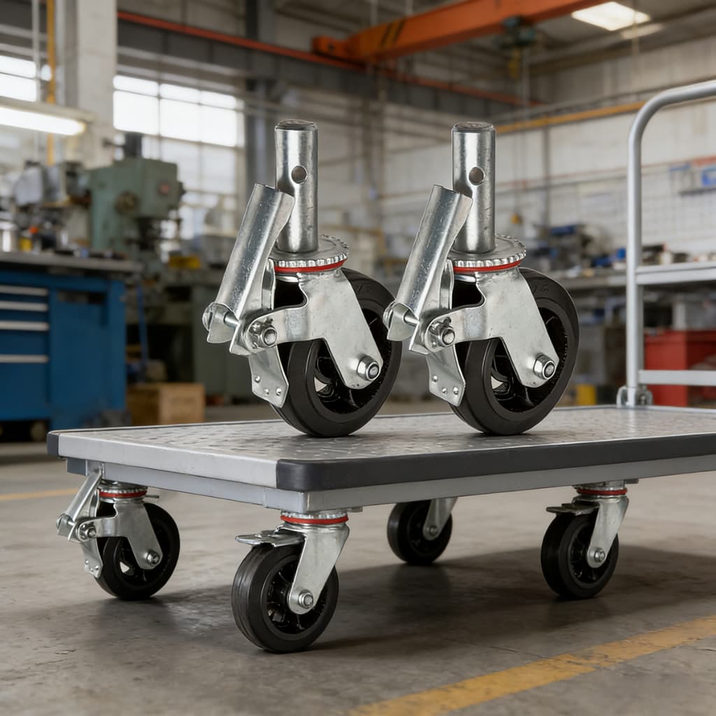 Kit 4 Rodízios Giratórios com Trava de Freio para Andaime até 1600Kg Preto