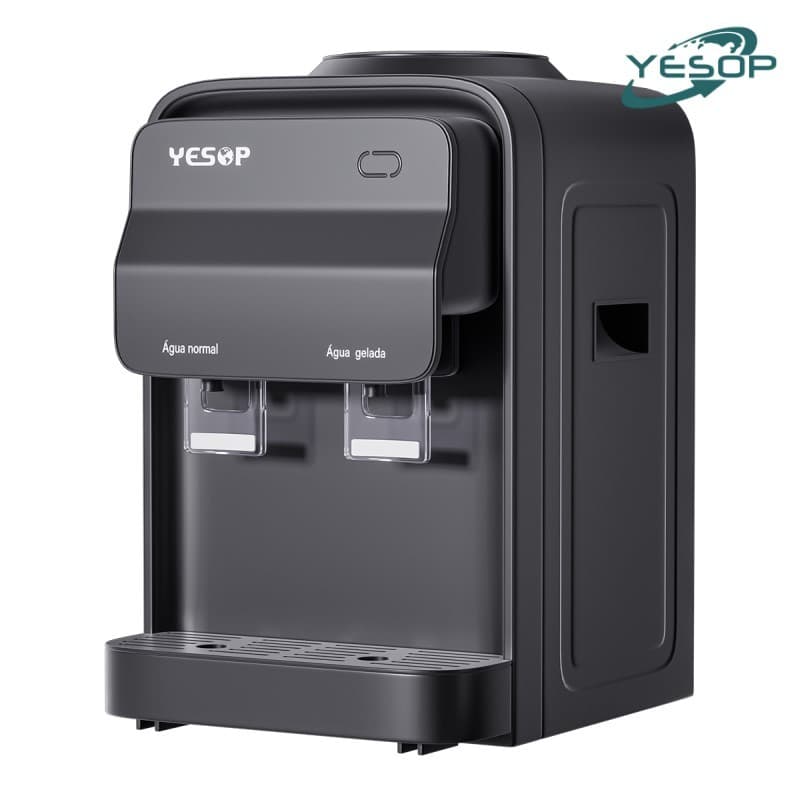 YESOP Bebedouro De Mesa Água Gelada E Natural Bivolt 127V/220V Galão 10-20 Litros Preto Elegante