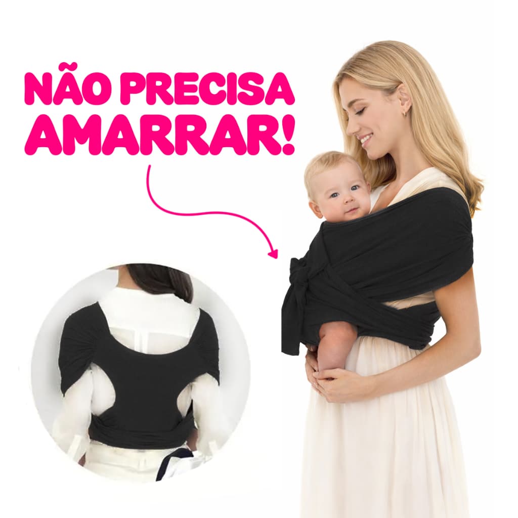 Sling Não Precisa Amarrar Wrap de Vestir Carregador Canguru Confortável