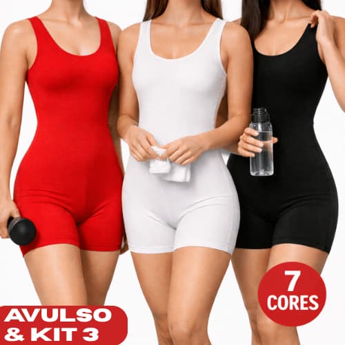 Macaquinho Fitness Modelador Academia Crossfit Macacão Feminino Slim Suplex - Moda Gringa blogueira
