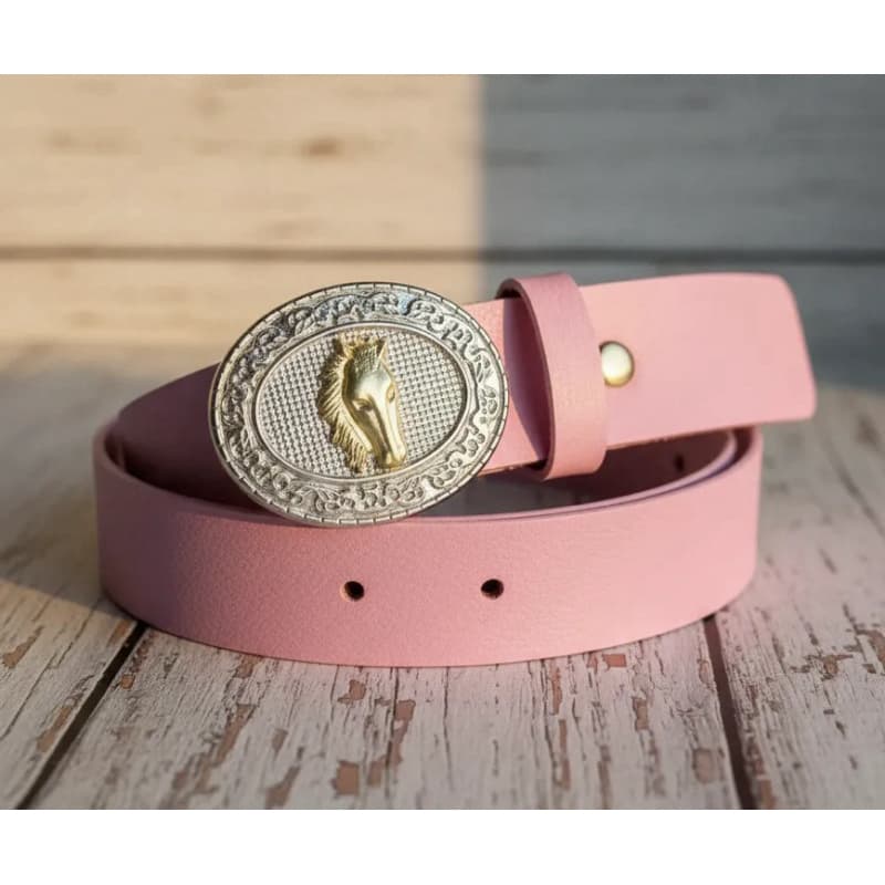 Lindo Cinto Infantil Feminino Fivela Prateada Cavalo Inspiração Ana Castela Moda Country Rodeio em Couro Sintético