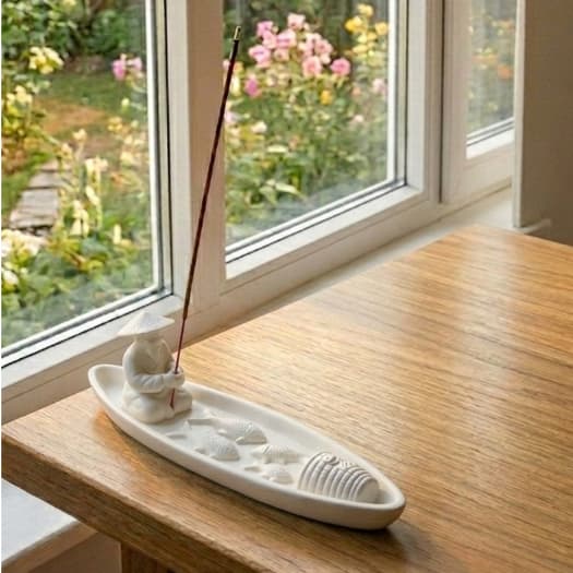 Incensario Porta Incenso Pescador Zen Decorativo Suporte para Incenso de Vareta