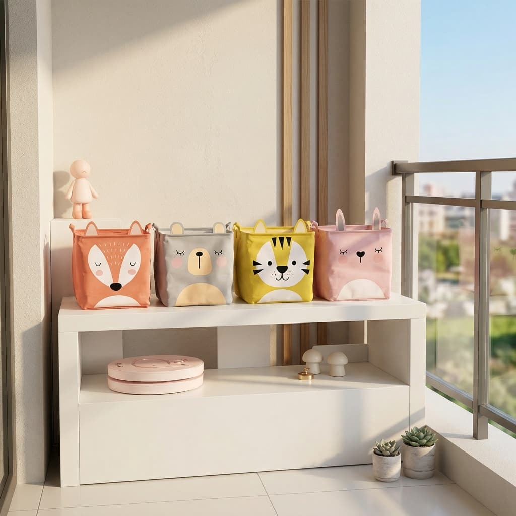 Cesto Organizador Dobrável Grande 33x33x33cm Estampa Animal | Roupas Brinquedos