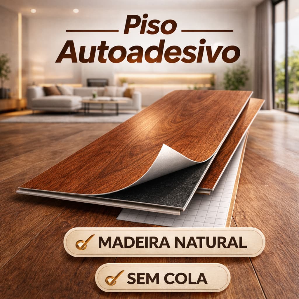 Adesivo de Piso Vinílico Autocolante Efeito Madeira 91,4x15,2cm