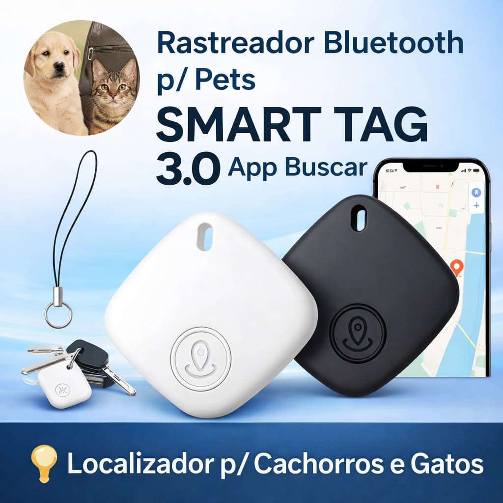 Rastreador Smart Tag iPhone Find My Sem Mensalidade Localizador Bluetooth Pet Chaves IOS