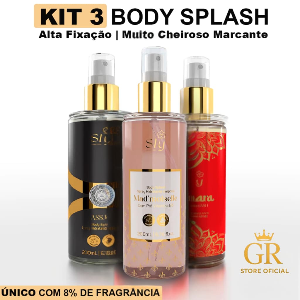 Kit 3 Body Splash Desodorante Colônia 200ml Inspiração VF Alta Fixação Árabe Marcante