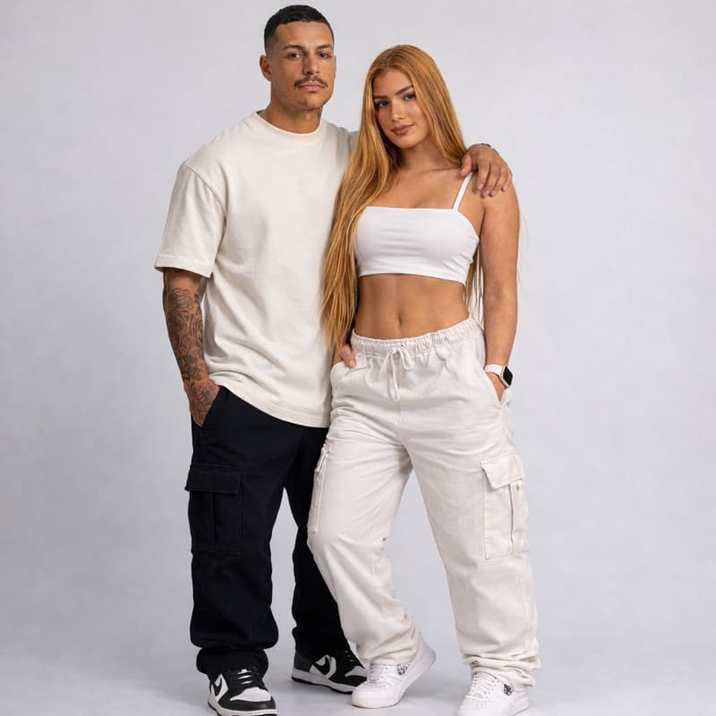 Kit 2 Calça Cargo Unissex - Masculino / Feminino 5 Bolsos Moda Skate Larga - ENVIO IMEDIATO