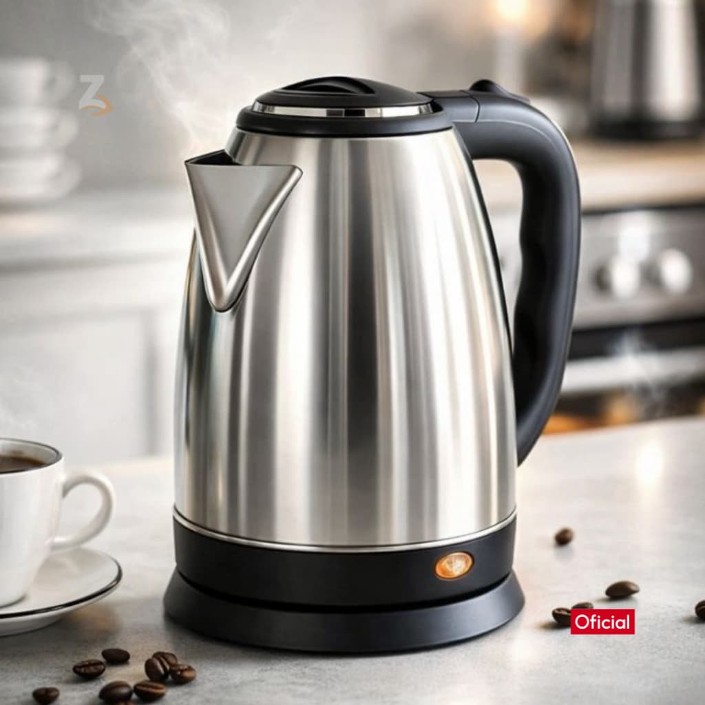 Chaleira Jarra Elétrica Térmica Bule Com Tampa Inox Prateada 2litros