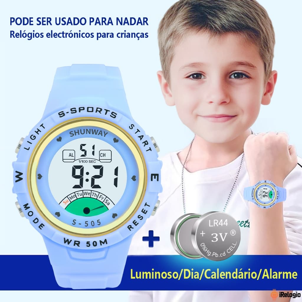 Relógio Digital Infantil À Prova D'água Com Display Luminoso Multifuncional Esportivo Para Meninos E Meninas Presentes