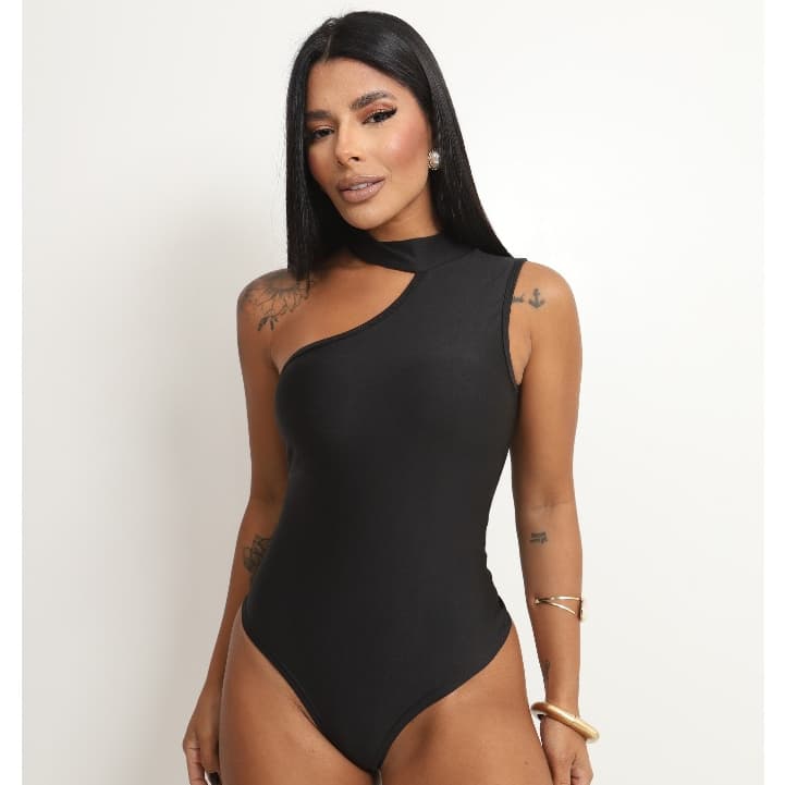 Body Feminino Gola Alta Moderno Mula Manca Bojo Um Ombro Só Casual Elegante Trend